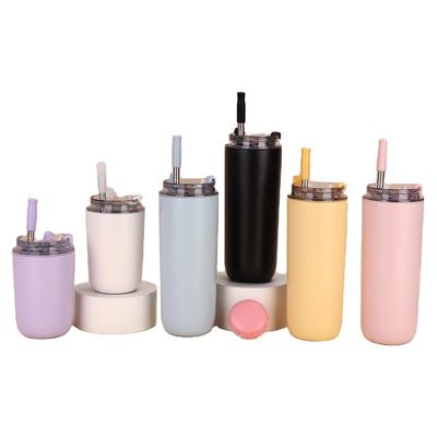 Kinderen BPA-vrije tumbler met stro Dubbelwand roestvrij staal vacuümbeker 280ml/500ml