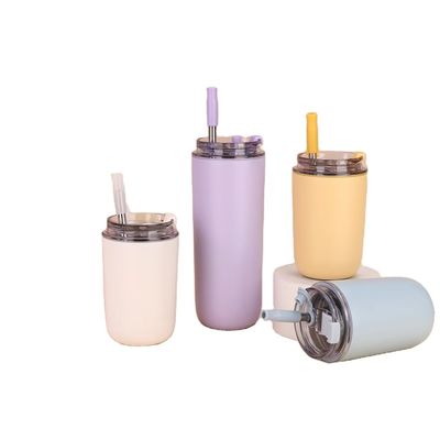 Kinderen BPA-vrije tumbler met stro Dubbelwand roestvrij staal vacuümbeker 280ml/500ml