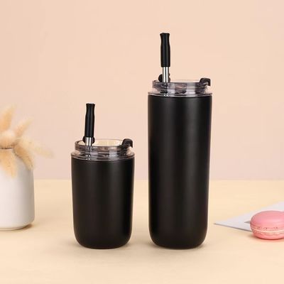 Dubbelwand 304 roestvrij staal vacuümbeker Koffiekop met stro Houd warm 3-6 uur