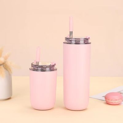 Gepersonaliseerd logo 10oz 16oz Dubbelwand roestvrij staal vacuümbeker Thermische reis koffiebeker Geïsoleerde koffie tumbler met stro