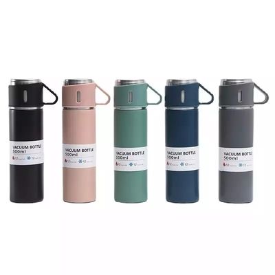 500 ml vacuümgeïsoleerde roestvrijstalen vacuümfles geschenkset met 3 bekers
