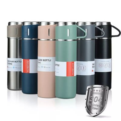 500 ml vacuümgeïsoleerde roestvrijstalen vacuümfles geschenkset met 3 bekers