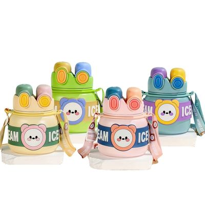 Productie Kinderbeker Draagbare Thermos 850 ml Vlekkeloos staal waterfles met stro