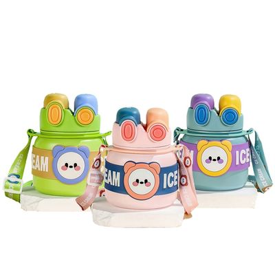 Productie Kinderbeker Draagbare Thermos 850 ml Vlekkeloos staal waterfles met stro