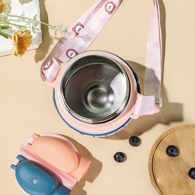 Productie Kinderbeker Draagbare Thermos 850 ml Vlekkeloos staal waterfles met stro