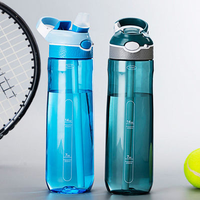 Kleurrijke sportshaker met stro Eenvoudig en populair 25oz Tritan plastic waterfles