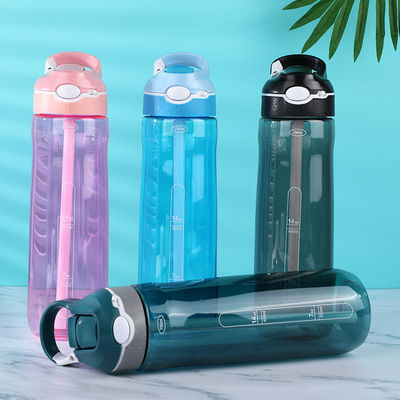 Kleurrijke sportshaker met stro Eenvoudig en populair 25oz Tritan plastic waterfles