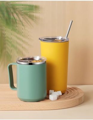Duurzame 14oz dubbelwand vacuüm geïsoleerde roestvrijstalen koffiebeker met deksel
