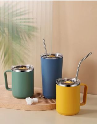 Duurzame 14oz dubbelwand vacuüm geïsoleerde roestvrijstalen koffiebeker met deksel