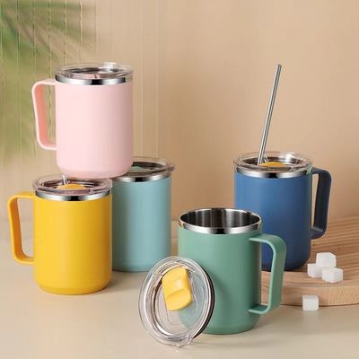 Duurzame 14oz dubbelwand vacuüm geïsoleerde roestvrijstalen koffiebeker met deksel