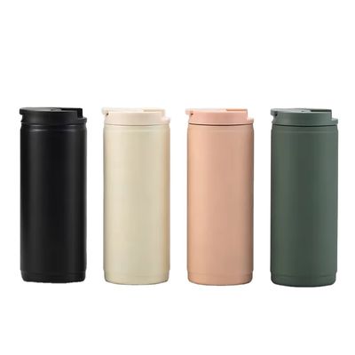 PORTABLE 400 ml dubbelwandige geïsoleerde koffiekop van roestvrij staal met deksel Sport-stijl lekvrije mok Tumbler Roze