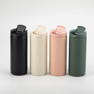 PORTABLE 400 ml dubbelwandige geïsoleerde koffiekop van roestvrij staal met deksel Sport-stijl lekvrije mok Tumbler Roze