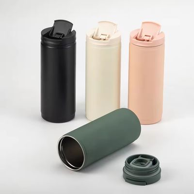 PORTABLE 400 ml dubbelwandige geïsoleerde koffiekop van roestvrij staal met deksel Sport-stijl lekvrije mok Tumbler Roze