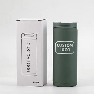 PORTABLE 400 ml dubbelwandige geïsoleerde koffiekop van roestvrij staal met deksel Sport-stijl lekvrije mok Tumbler Roze