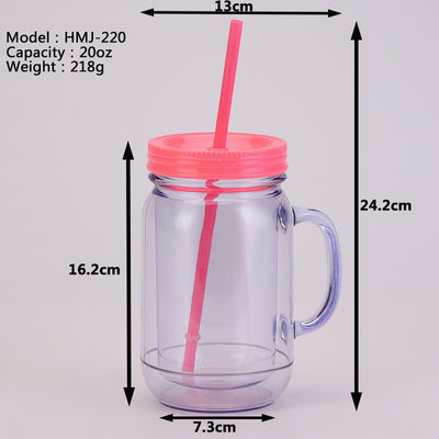 Unisex plastic drankbeker met deksel en stro Capaciteit 501-600 ml Draagbaar ontwerp