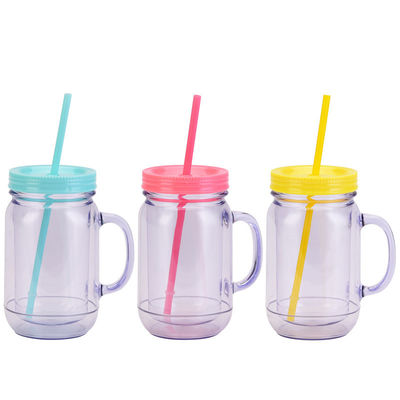 Unisex plastic drankbeker met deksel en stro Capaciteit 501-600 ml Draagbaar ontwerp