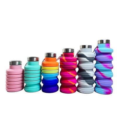 Custom Logo 500 ml siliconen waterfles voor vakantie gym sporten BPA gratis student kop