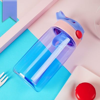 Op maat gemaakte kleuren kinderen drinkfles met stro BPA-vrij Tritan waterfles kinderen