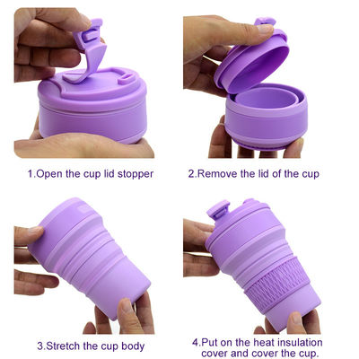 Gepersonaliseerd logo Acceptabel Silicone reisbeker Ideaal voor reizen en buitenactiviteiten