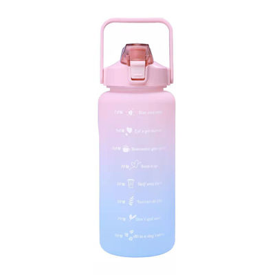 Motiverende waterfles met tijdmerker en stro voor buitencamp