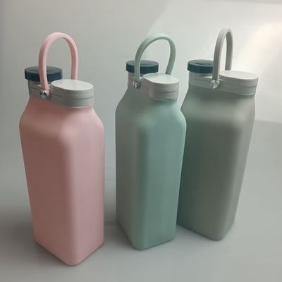Opvouwbare siliconen opvouwbare waterfles met stro Aanpasbare kleur Acceptabel