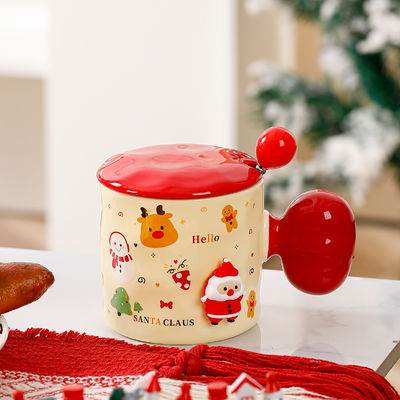 High Beauty 3D kerstbeker cadeau deksel met lepel sublimatie Custom Design stijl schattig