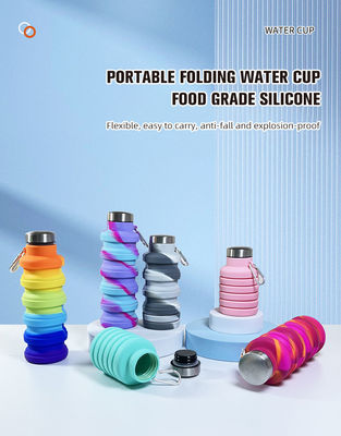 Outdoor Sport Tour Fles Schattige gerecycleerde gekleurde siliconen waterflessen met aangepast logo