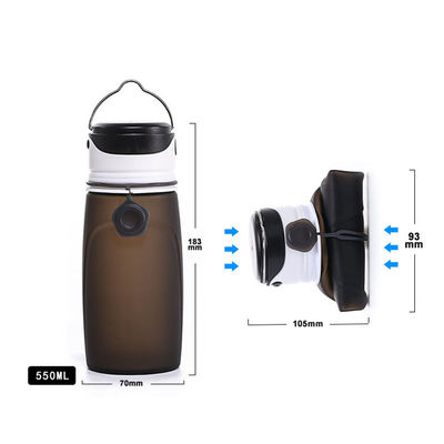 550 ml Bpa Gratis Duidelijke Sublimatie Opvouwbare Gym Sport Kinderen Silicone Waterfles Met Led Licht Voor Volwassenen
