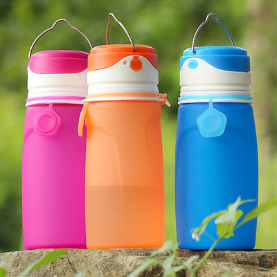 550 ml Bpa Gratis Duidelijke Sublimatie Opvouwbare Gym Sport Kinderen Silicone Waterfles Met Led Licht Voor Volwassenen