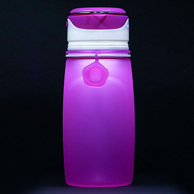 550 ml Bpa Gratis Duidelijke Sublimatie Opvouwbare Gym Sport Kinderen Silicone Waterfles Met Led Licht Voor Volwassenen