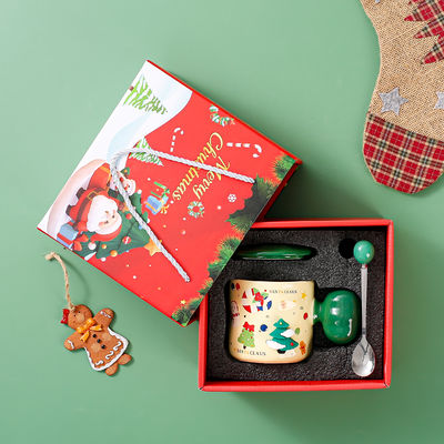 Keramische kerstman mok met lepel natuurlijk en gezond kerstcadeau