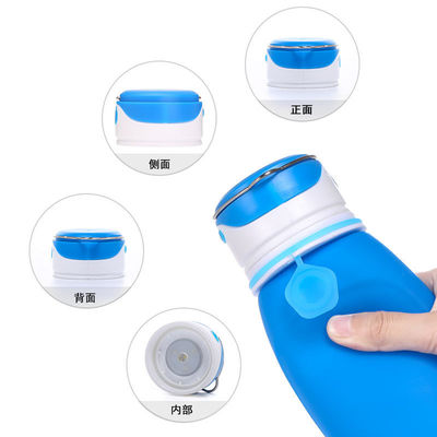 550 ml Bpa Gratis Duidelijke Sublimatie Opvouwbare Gym Sport Kinderen Silicone Waterfles Met Led Licht Voor Volwassenen