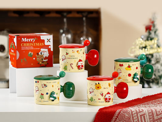 Direct Keramische Kerstbeker Geschenk 380ml Cartoon Koffiekopjes met Custom Logo Design