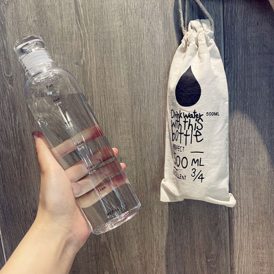 500 ml fitness plastic waterfles met tijdschaal voor moderne fitness en herbruikbaar ontwerp