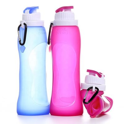 Voor sport en reizen, opvouwbare siliconen waterfles met een corrosiebestek