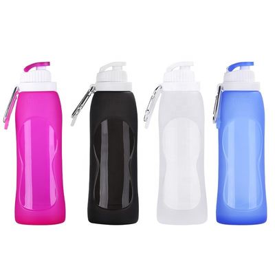 Voor sport en reizen, opvouwbare siliconen waterfles met een corrosiebestek