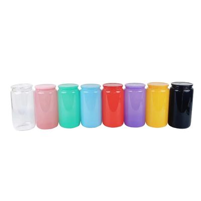 Glas drinkfles 16oz kleurrijke modieuze draagbare vorm voor gratis fruitwater