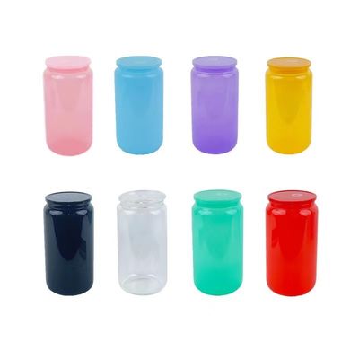 Glas drinkfles 16oz kleurrijke modieuze draagbare vorm voor gratis fruitwater