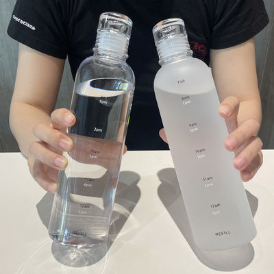 Duurzaam 500 ml fitness plastic waterfles met tijdschaal lekbestendig en BPAvrij