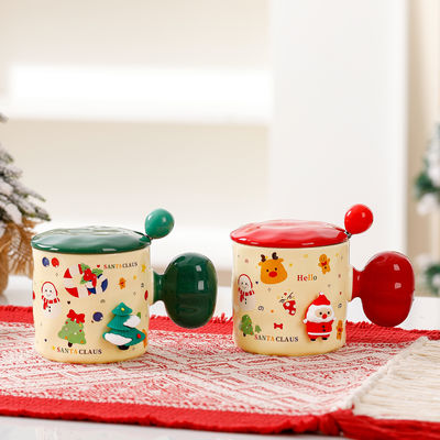 Custom Sublimation 3D Kerstbeker met deksel en lepel High Beauty Keramische beker 380 ml Capaciteit