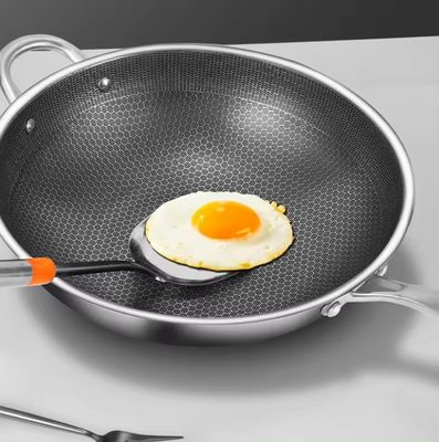 32cm 34cm niet kleverige wokpot met glazen deksel gemaakt van antibacteriële 304 roestvrij staal