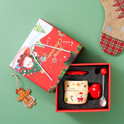 Sublimatie Custom 3D Kerstbeker Keramische beker met deksel en lepel Capaciteit 380 ml