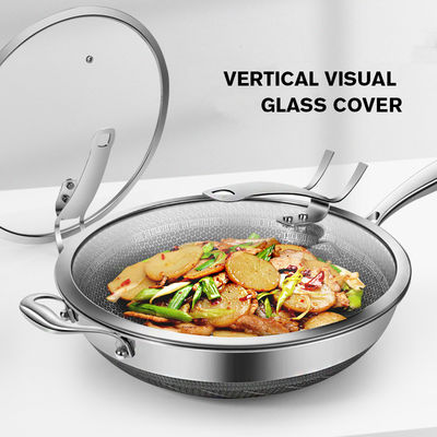 Honeycomb roestvrij staal frituren Wok met transparante deksel 4 kg capaciteit OEM aanvaardbaar