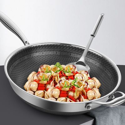 Honeycomb roestvrij staal frituren Wok met transparante deksel 4 kg capaciteit OEM aanvaardbaar