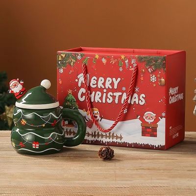 Keramische kerstbeker met logo en lepel