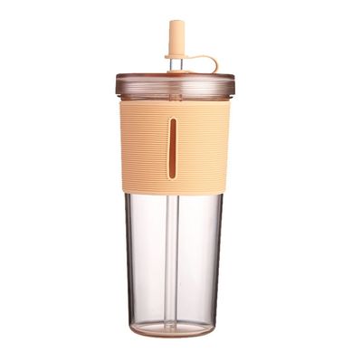 Grote capaciteit warmtebestendige stro-waterbeker met doorzichtige siliconen hoes Beste verkoop