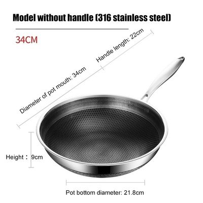 Duurzaam 316 roestvrij staal Wok 32cm 34cm Dubbelzijdig Scherm Honingraat Kookgerei
