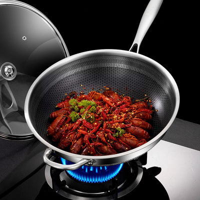 Duurzaam 316 roestvrij staal Wok 32cm 34cm Dubbelzijdig Scherm Honingraat Kookgerei