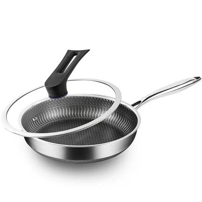 Drievoudig gelaagd roestvrij staal hybride skillet met niet-stick hex beklede honingraat ontwerp