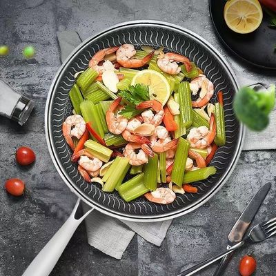 Drievoudig gelaagd roestvrij staal hybride skillet met niet-stick hex beklede honingraat ontwerp